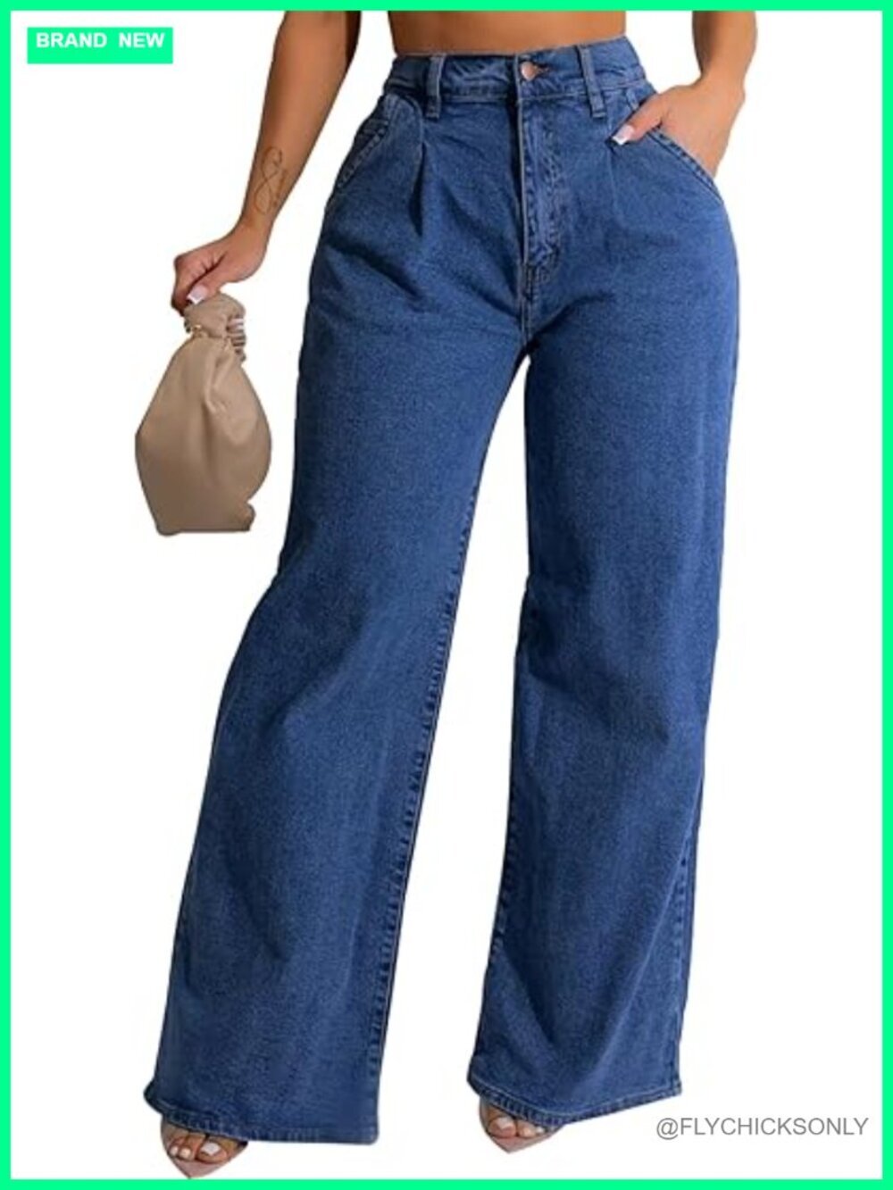 Wide Leg Jeans High Rise Baggy Loose Stretch Denim Pants